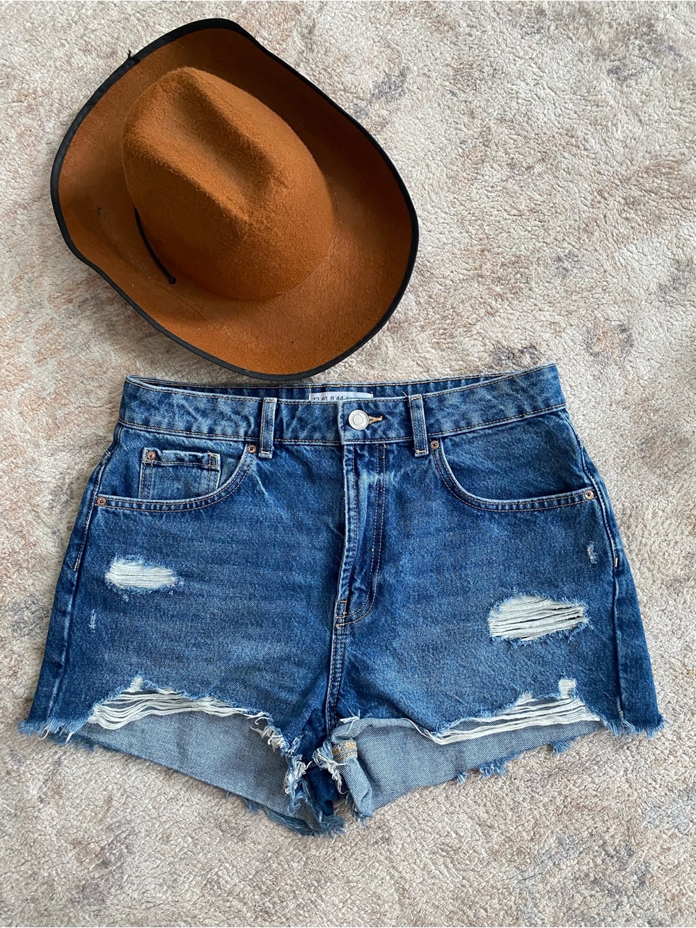 Primark Distressed Dark Blue Denim Shorts